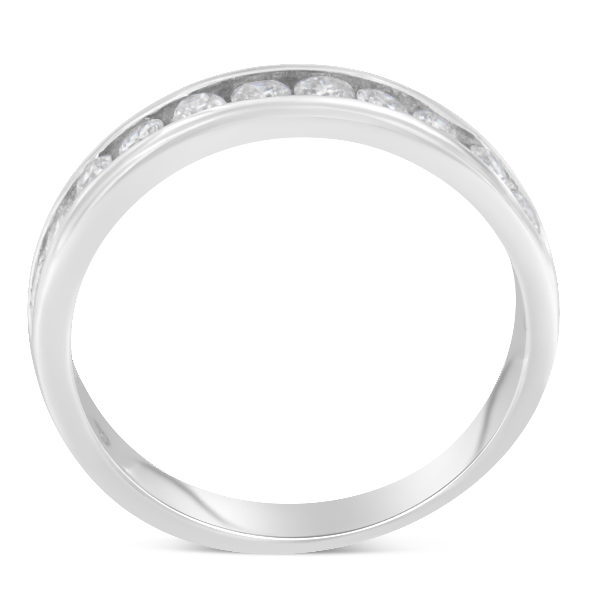 IGI Certified 1/2 Cttw Round Brilliant Cut Diamond 18K White Gold Channel Set Eternity Style Wedding Band Ring (H-I Color, I1-I2 Clarity) - Size 7 by Bids.com