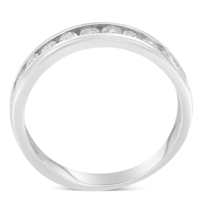 IGI Certified 1/2 Cttw Round Brilliant Cut Diamond 18K White Gold Channel Set Eternity Style Wedding Band Ring (H-I Color, I1-I2 Clarity) - Size 7 by Bids.com