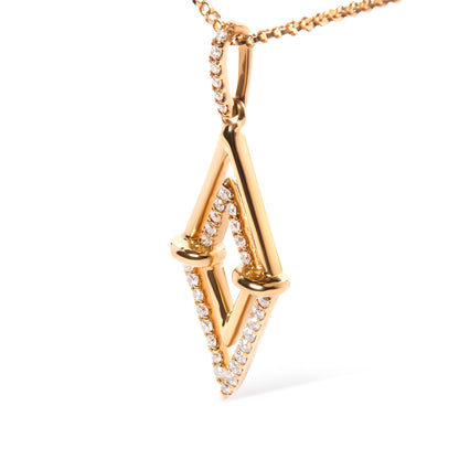 14K Yellow Gold 1/4 Cttw Diamond Double Triangle Geometric 18" Pendant Necklace (G-H Color, SI1-SI2 Clarity) by Bids.com