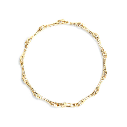 10K Yellow Gold Plated .925 Sterling Silver 1.0 Cttw Miracle Set Diamond Bezel Style Station Link Bracelet (H-I Color, I3 Clarity) - Size 7" by Bids.com