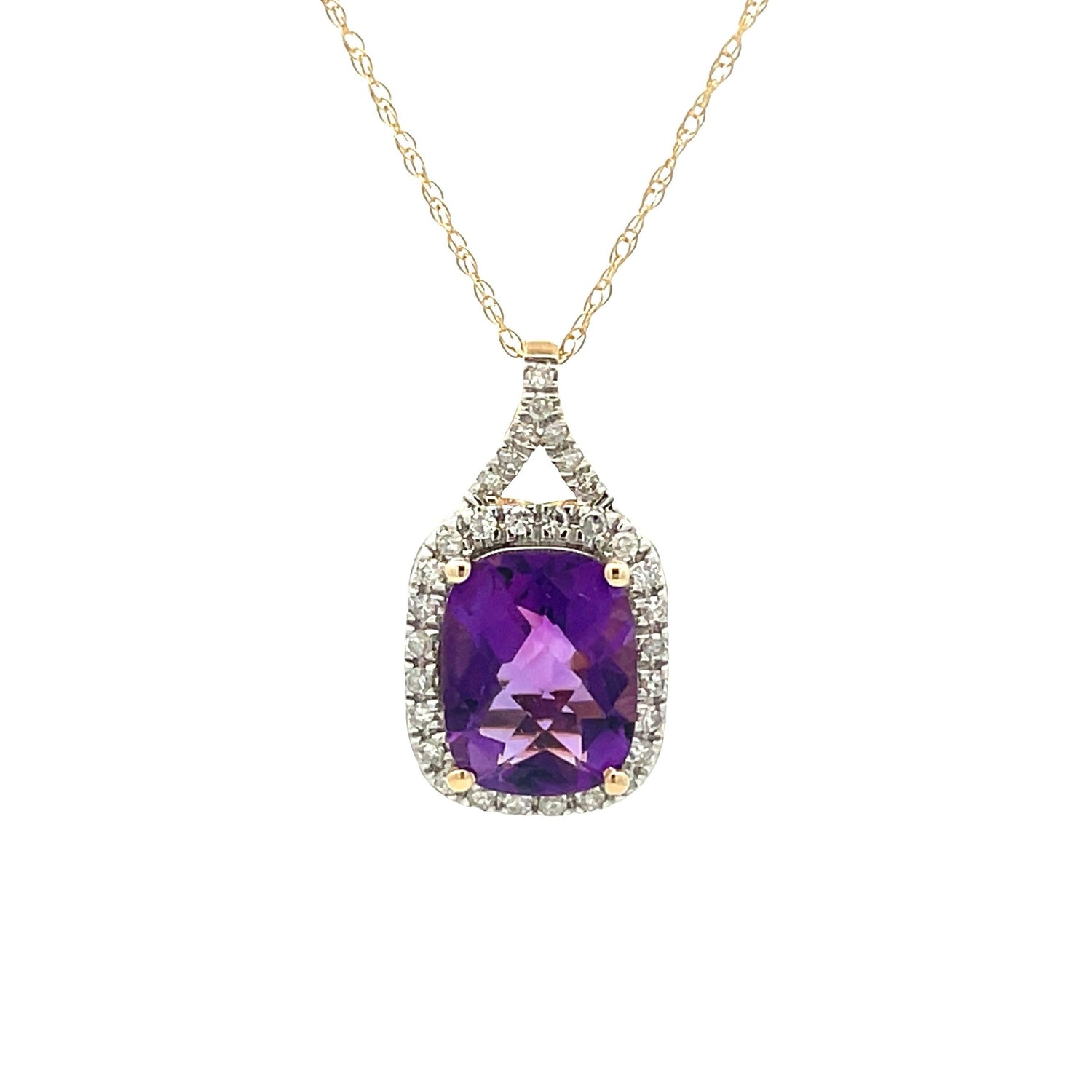 Amethyst Diamond Fashion Pendants 14KT Yellow Gold by Bids.com