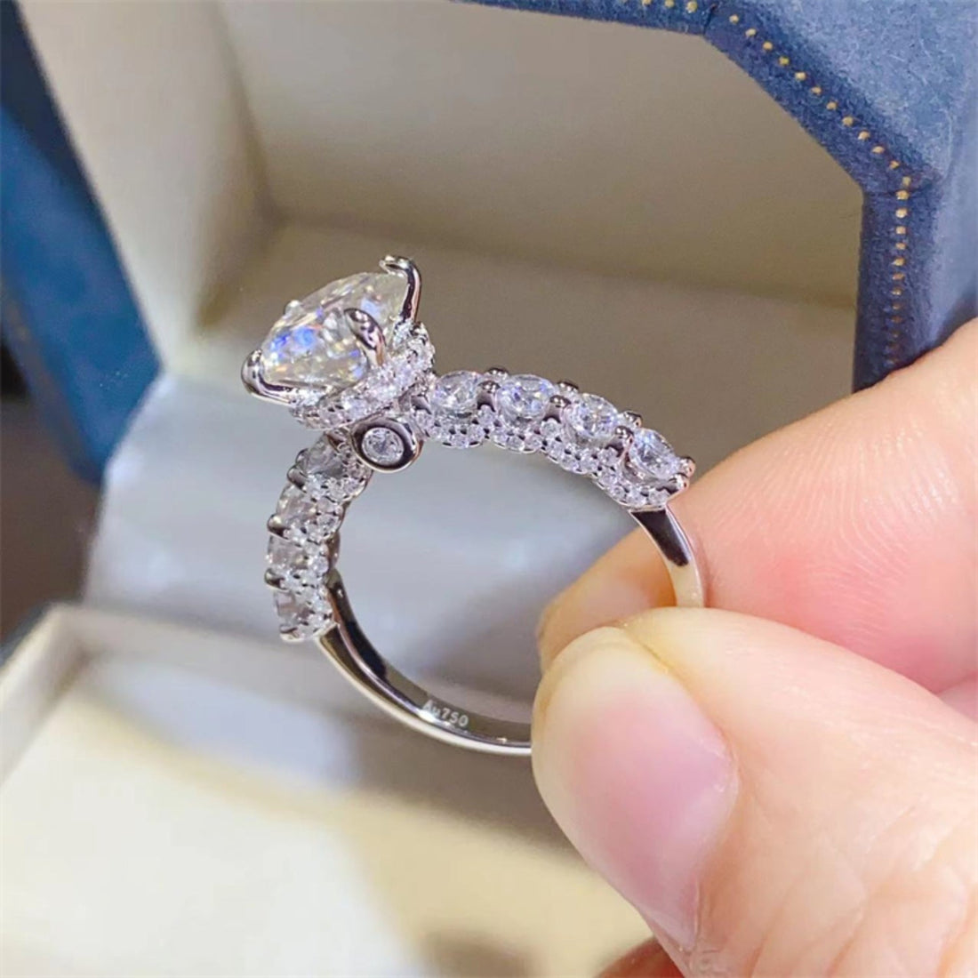 2 Carat Brilliant Round Cut Sparkala™ Half Eternity Platinum Over Pure Sterling Silver Ring - DestGlow