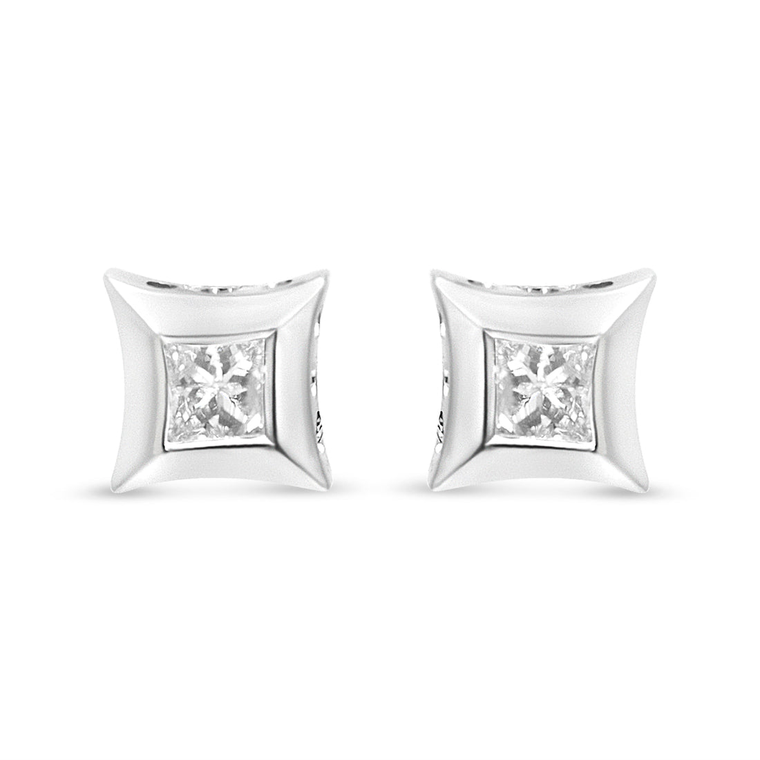 10K White Gold 1/3 Cttw Invisible Set Style Princess-Cut Diamond Stud Earrings (H-I Color, SI2-I1 Clarity) by Bids.com
