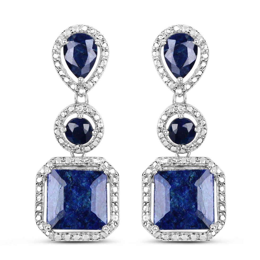 11.62 Carat Dyed Sapphire .925 Sterling Silver Earrings by Bids.com
