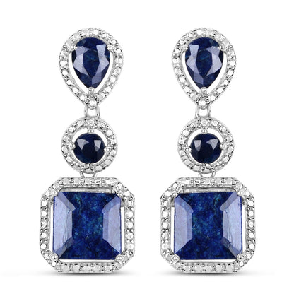 11.62 Carat Dyed Sapphire .925 Sterling Silver Earrings by Bids.com