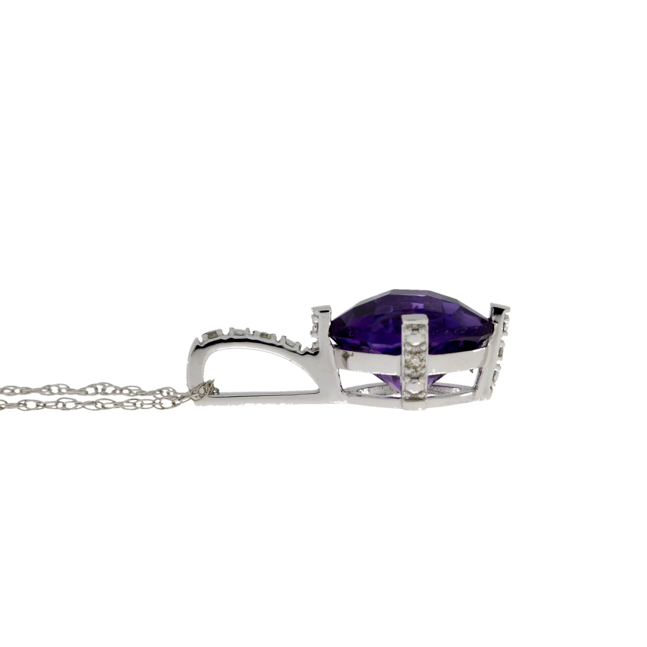 Amethyst Diamond Fashion Pendants 10KT White Gold by Bids.com