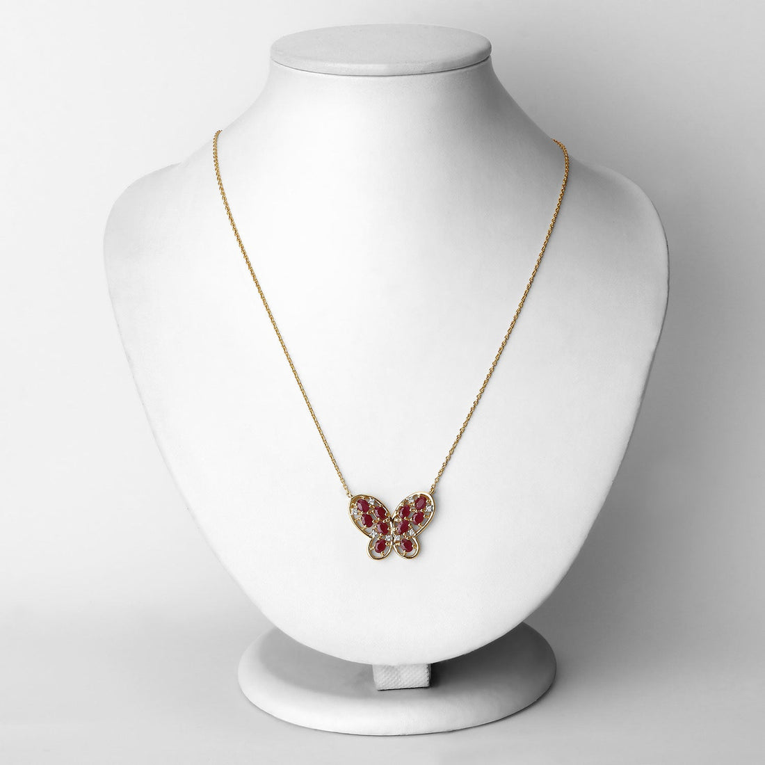 2.36 Carat Genuine Ruby and White Zircon .925 Sterling Silver Necklace by Bids.com