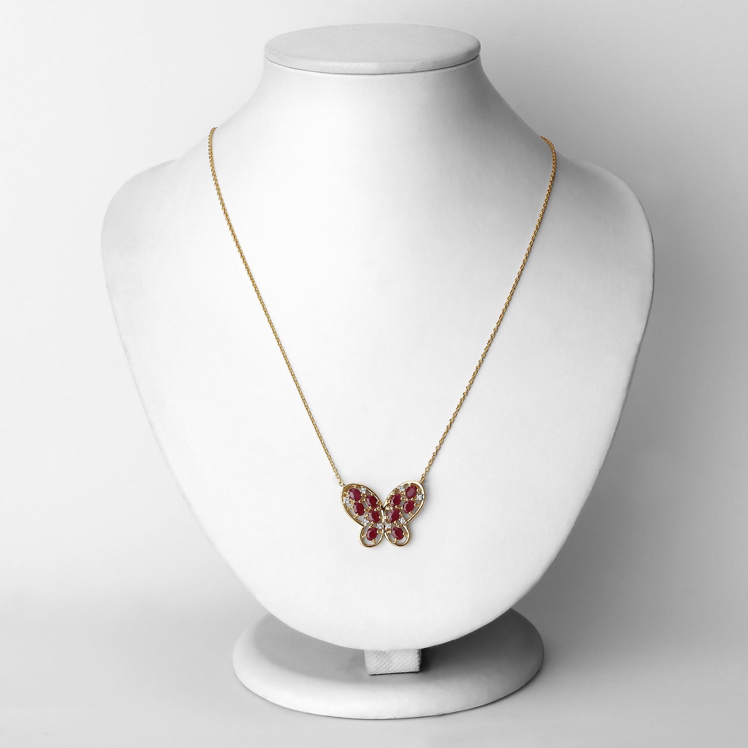 2.36 Carat Genuine Ruby and White Zircon .925 Sterling Silver Necklace by Bids.com
