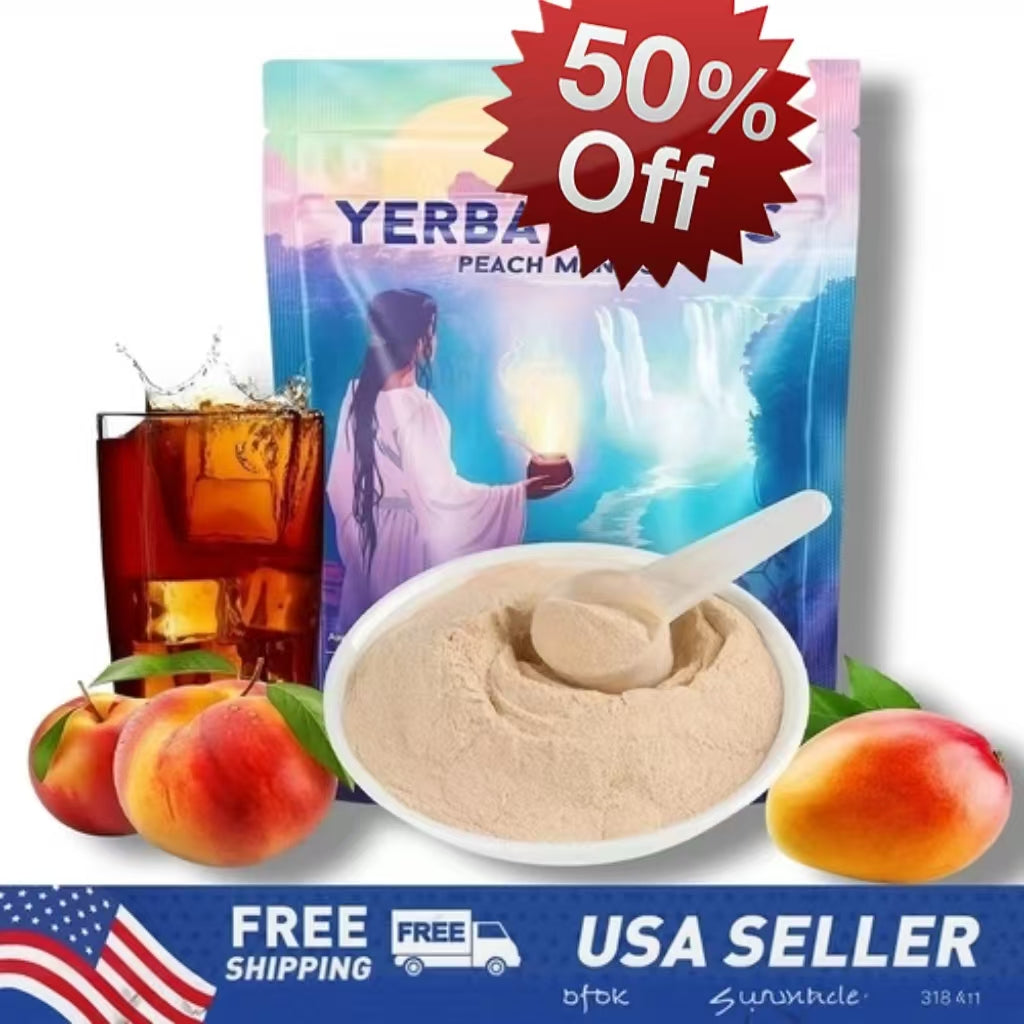 Yerba Mate Instant Tea Powder, 3-in-1 Super Drink - Clean Energy, Brain Fog Buster, and Gut Health Powered by Nootropics, Prebiotics and Probiotics | Yerba Magic Peach Mango 30 Servings by VAH