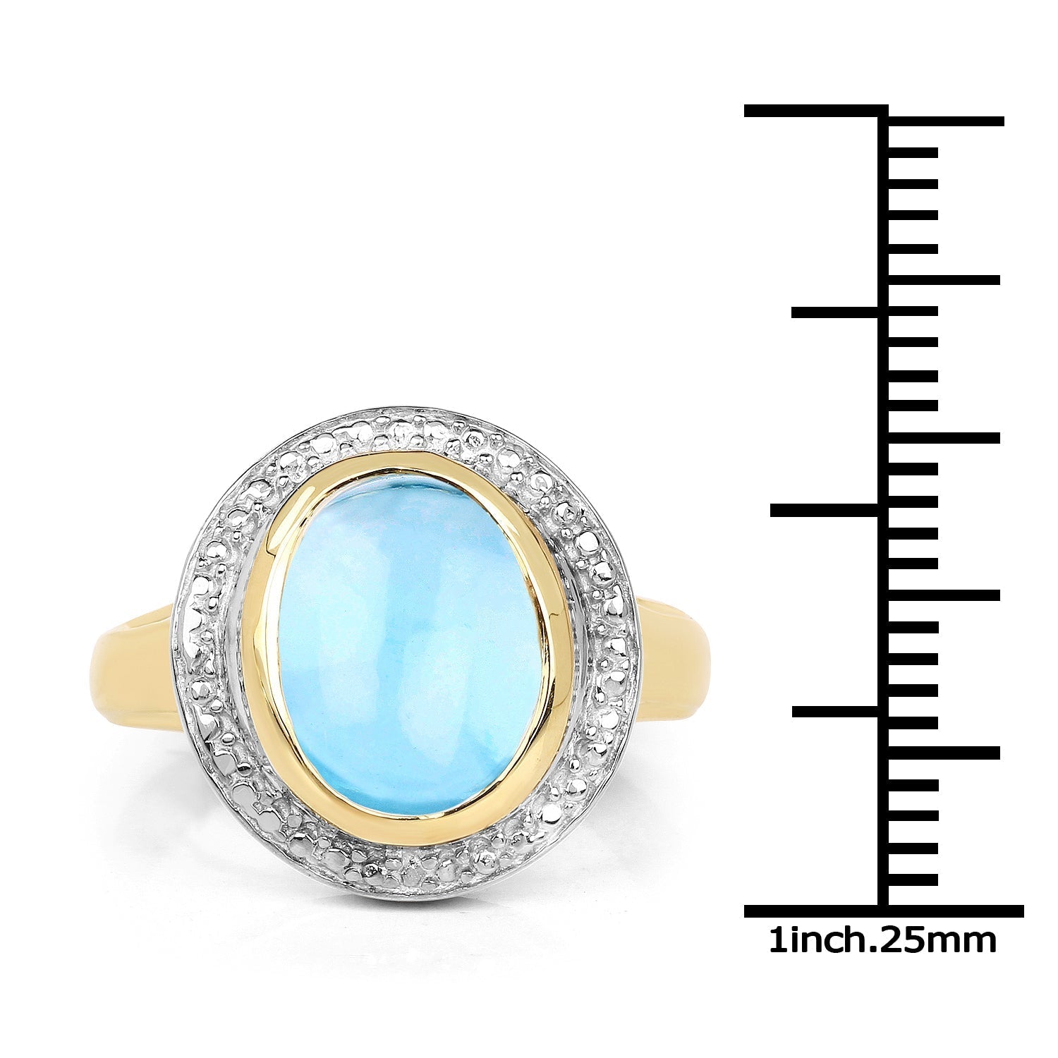 14K Yellow Gold Plated 6.70 Carat Genuine Blue Topaz .925 Sterling Silver Ring  DestGlow