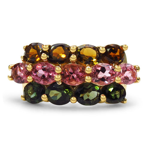 14K Yellow Gold Plated 4.58 Carat Genuine Multi Tourmaline .925 Sterling Silver Ring by Bids.com