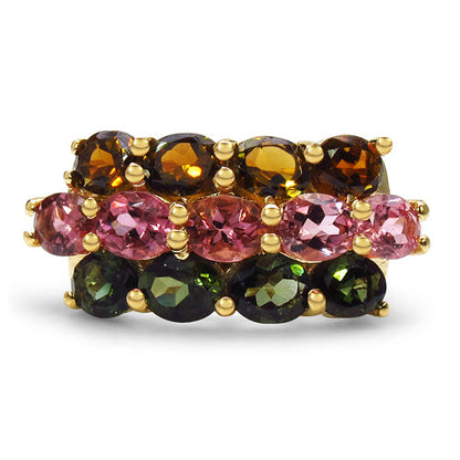 14K Yellow Gold Plated 4.58 Carat Genuine Multi Tourmaline .925 Sterling Silver Ring by Bids.com