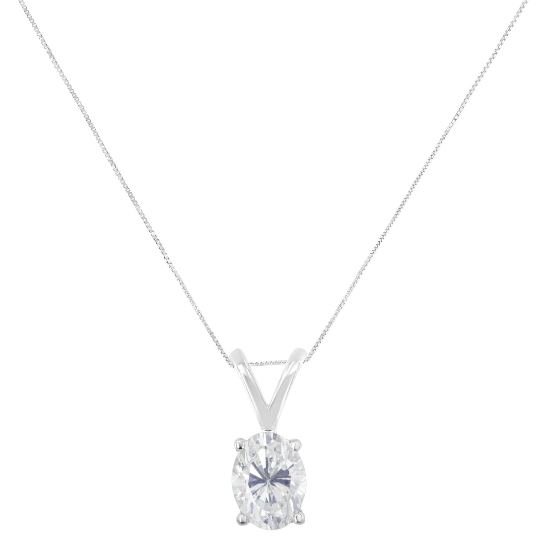 IGI Certified 10K White Gold 3/8 cttw Prong Set Diamond Oval Pendant Necklace (I-J Color, I1 Clarity) - Size 18"  DestGlow