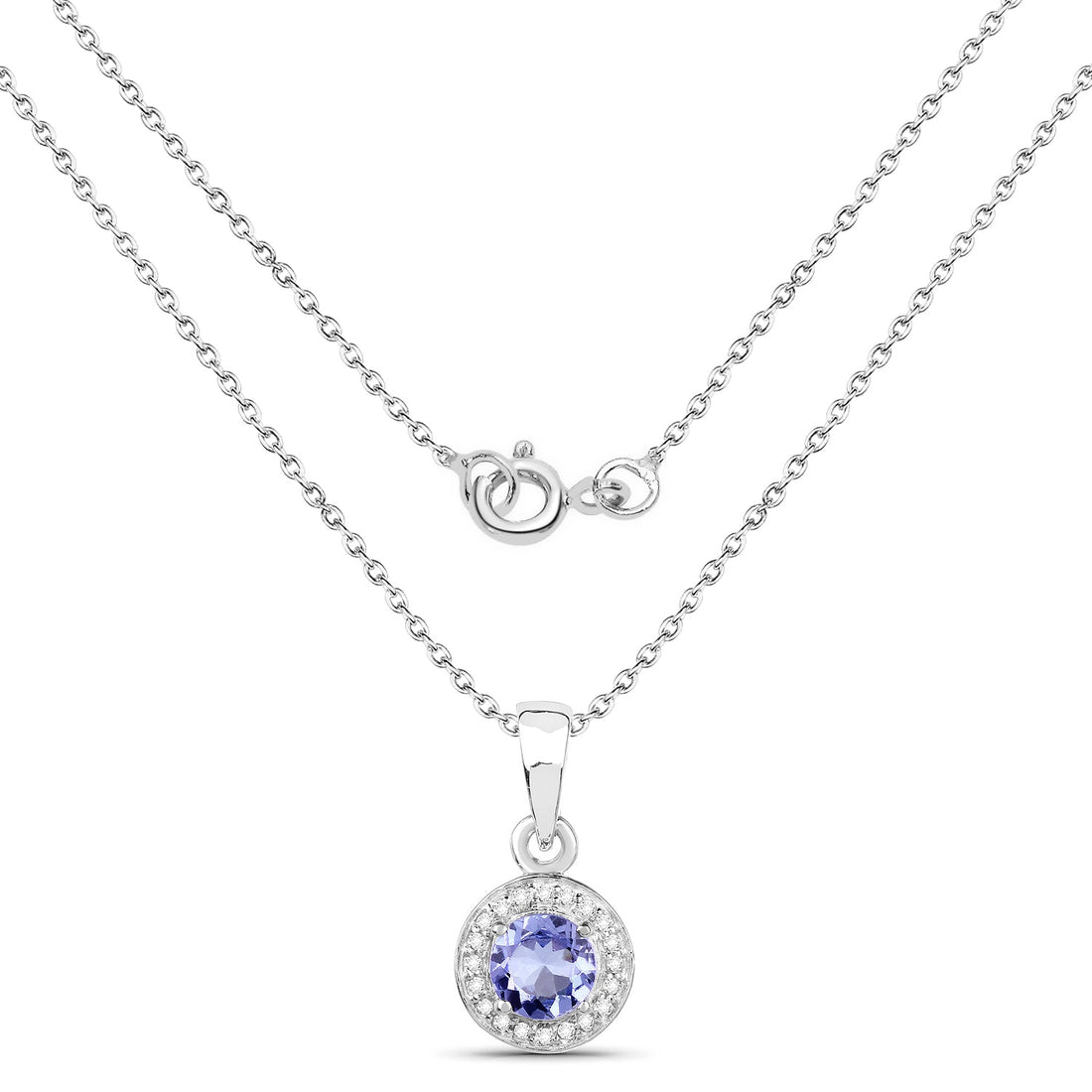 1.05 Carat Genuine Tanzanite and White Topaz .925 Sterling Silver Pendant by Bids.com