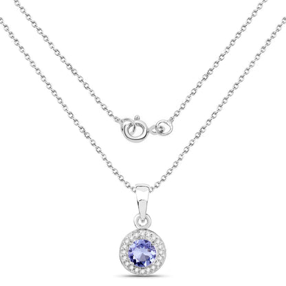 1.05 Carat Genuine Tanzanite and White Topaz .925 Sterling Silver Pendant by Bids.com