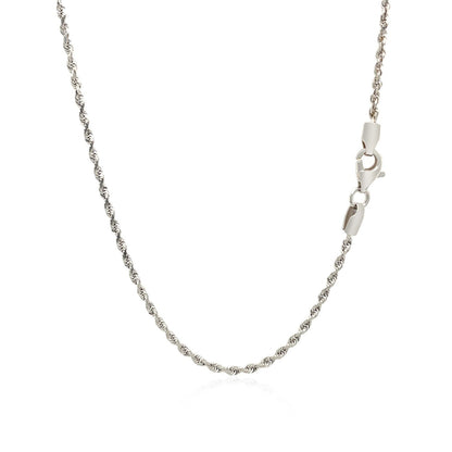 2.0mm 14k White Gold Solid Diamond Cut Rope Chain by Bids.com