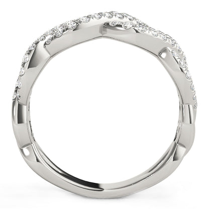 Diamond Studded Interlocking Waves Ring in 14k White Gold (5/8 cttw) by Bids.com