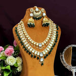 Joban Fashion Kundan Long Necklace Set - Bottle Green