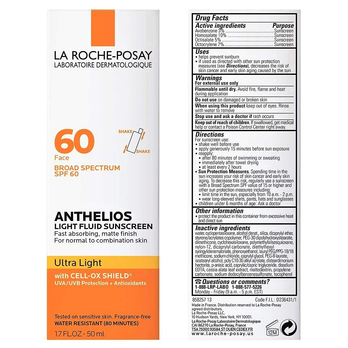 La Roche-Posay Anthelios 60 Ultra Light Sunscreen Fluid For Face