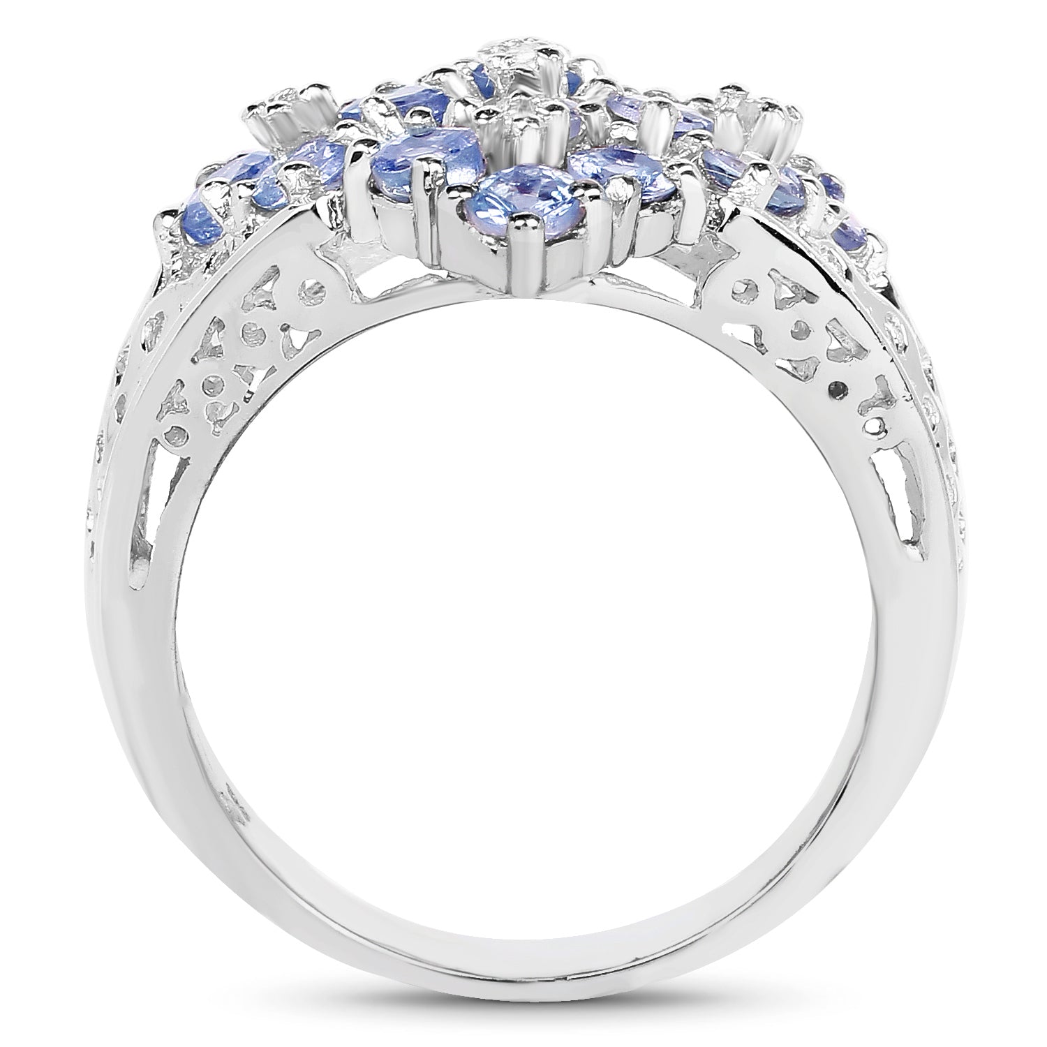 1.65 Carat Genuine Tanzanite and White Topaz .925 Sterling Silver Ring by Bids.com