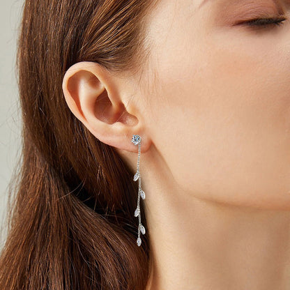 1.38 Carat Sparkala™ Pure Sterling Silver Leaf Earrings - DestGlow