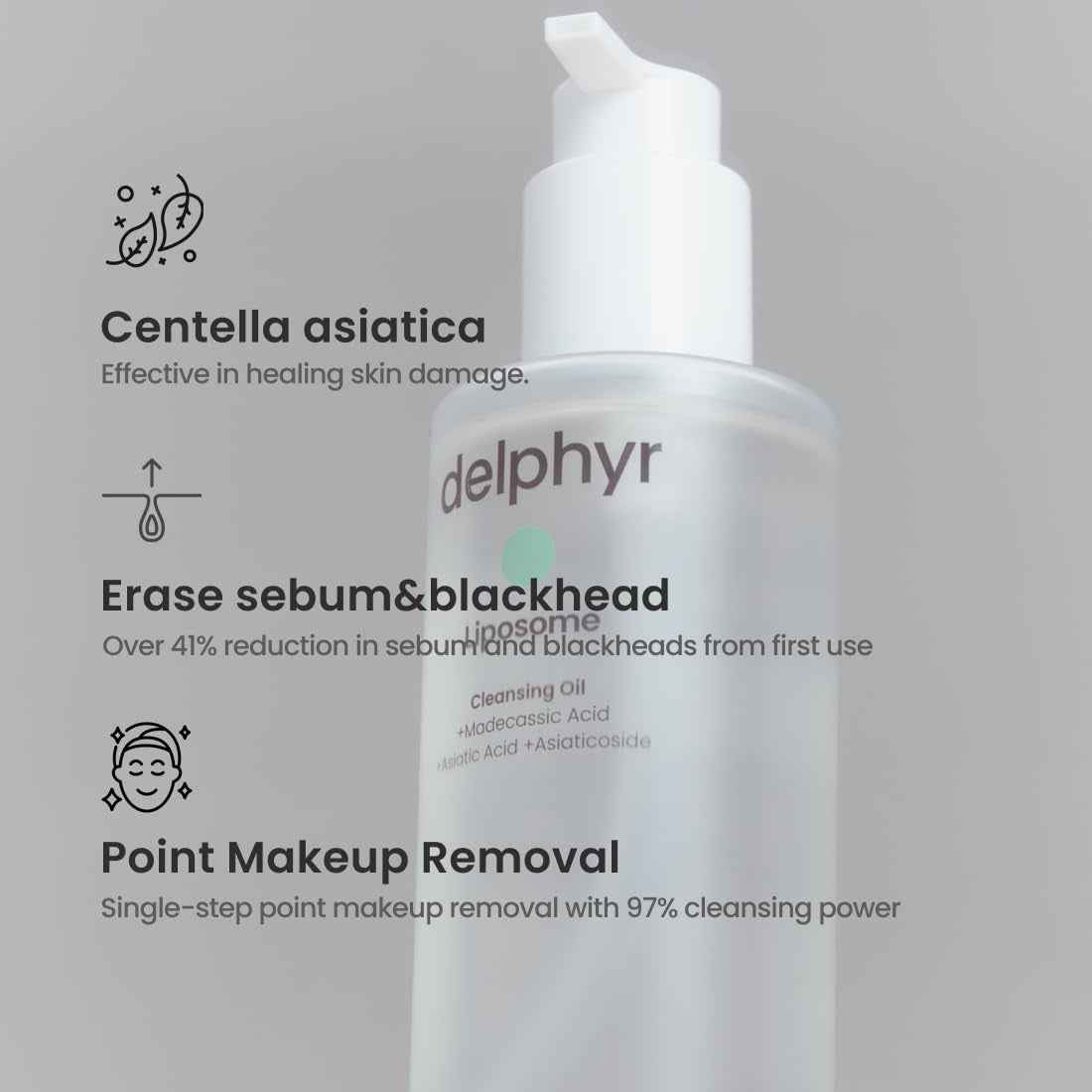 Liposome Daily Cleansing Oil, Gentle Makeup &amp; Blackhead Remover for Sensitive Skin with Centella Asiatica TECA, Korean Skincare for Trouble Care (6.76 Fl. Oz., 200Ml)