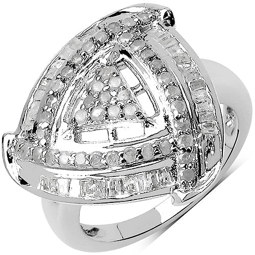 1.23 Carat Genuine White Diamond .925 Sterling Silver Ring by Bids.com