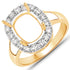 0.51 Carat Genuine White Diamond 14K Yellow Gold Semi Mount Ring - holds 10x8mm Cushion Gemstone by Bids.com