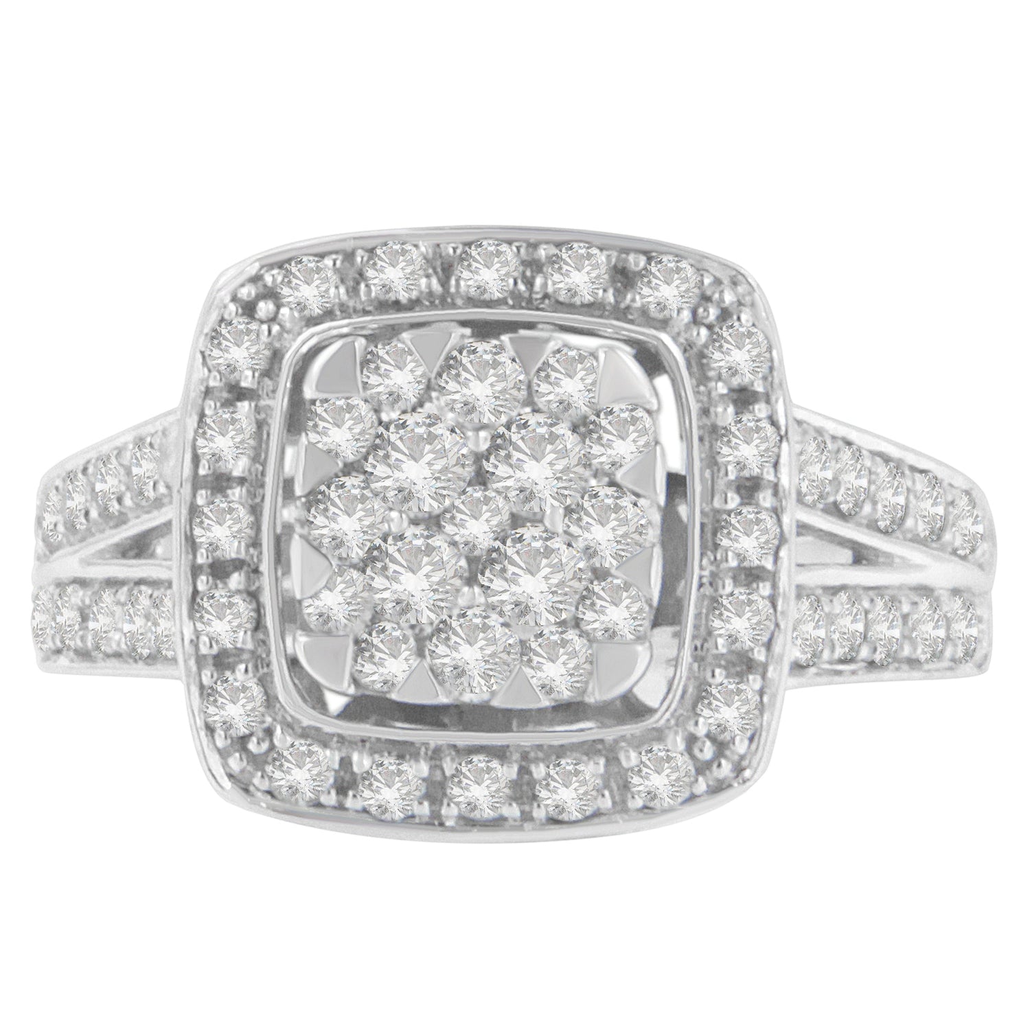 10K White Gold Diamond Cluster Ring (1 Cttw, H-I Color, SI2-I1 Clarity) - Size 6-1/2 by Bids.com