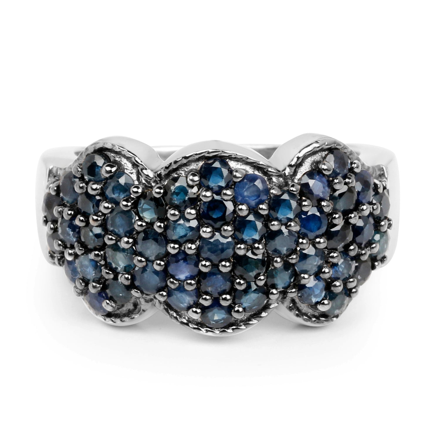 2.35 Carat Genuine Blue Sapphire .925 Sterling Silver Ring  DestGlow