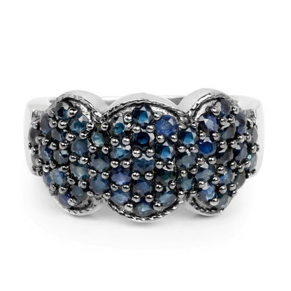 2.35 Carat Genuine Blue Sapphire .925 Sterling Silver Ring  DestGlow