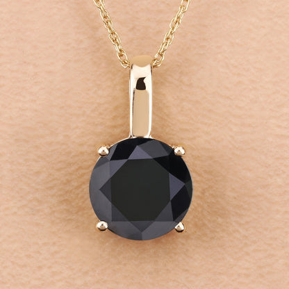 3.12 Carat Genuine Black Diamond 14K Yellow Gold Pendant  DestGlow