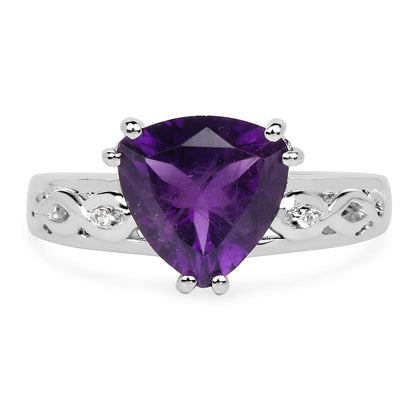 2.71 Carat Genuine Amethyst and White Topaz .925 Sterling Silver Ring by Bids.com