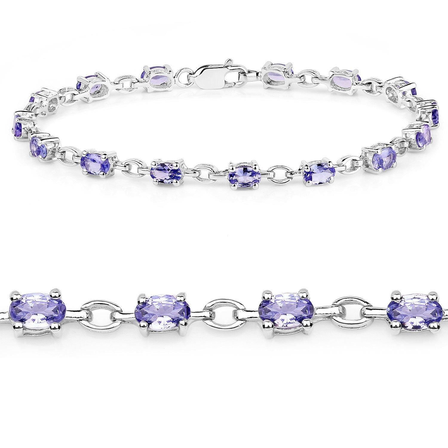 3.12 Carat Genuine Tanzanite .925 Sterling Silver Bracelet  DestGlow