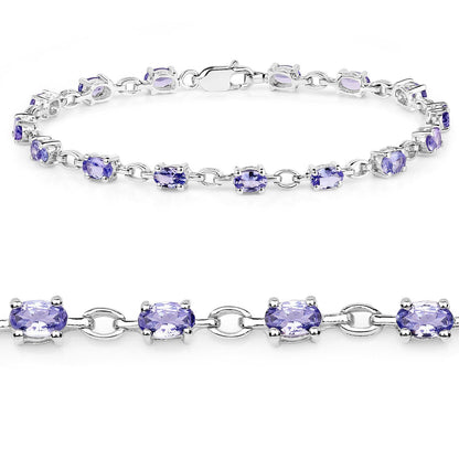 3.12 Carat Genuine Tanzanite .925 Sterling Silver Bracelet  DestGlow