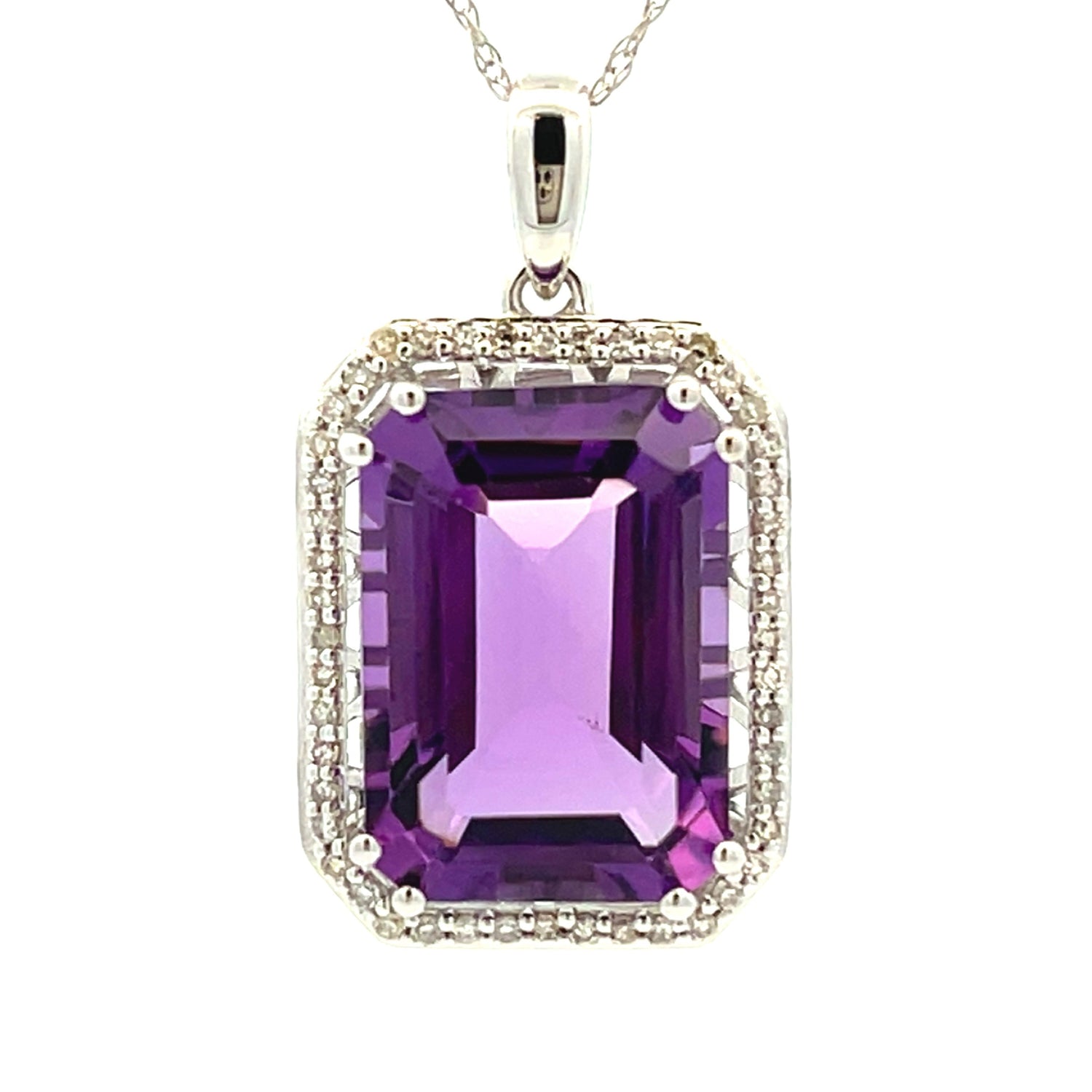 Amethyst Diamond Fashion Pendants 14KT White Gold by Bids.com