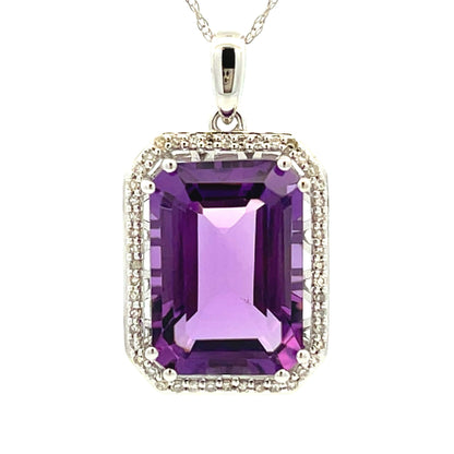 Amethyst Diamond Fashion Pendants 14KT White Gold by Bids.com
