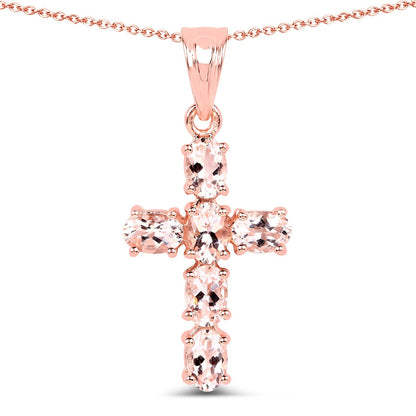 14K Rose Gold Plated 2.58 Carat Genuine Morganite .925 Sterling Silver Pendant  DestGlow