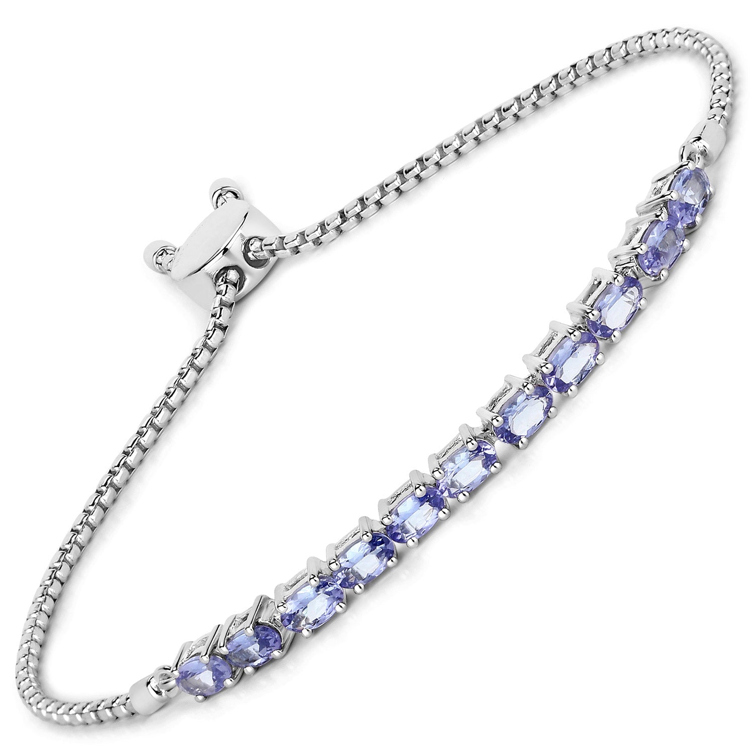 2.29 Carat Genuine Tanzanite .925 Sterling Silver Bracelet  DestGlow