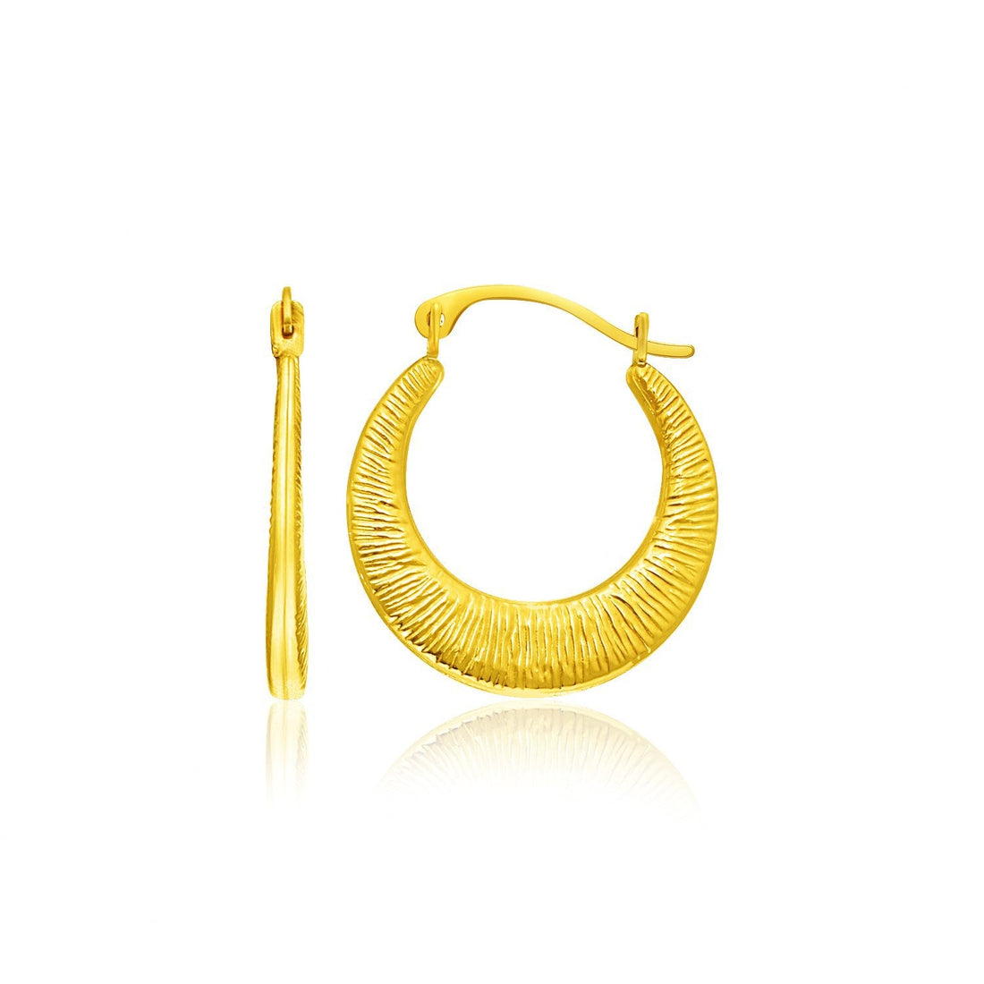14k Yellow Gold Graduated Round Textured Hoop Earrings by Bids.com