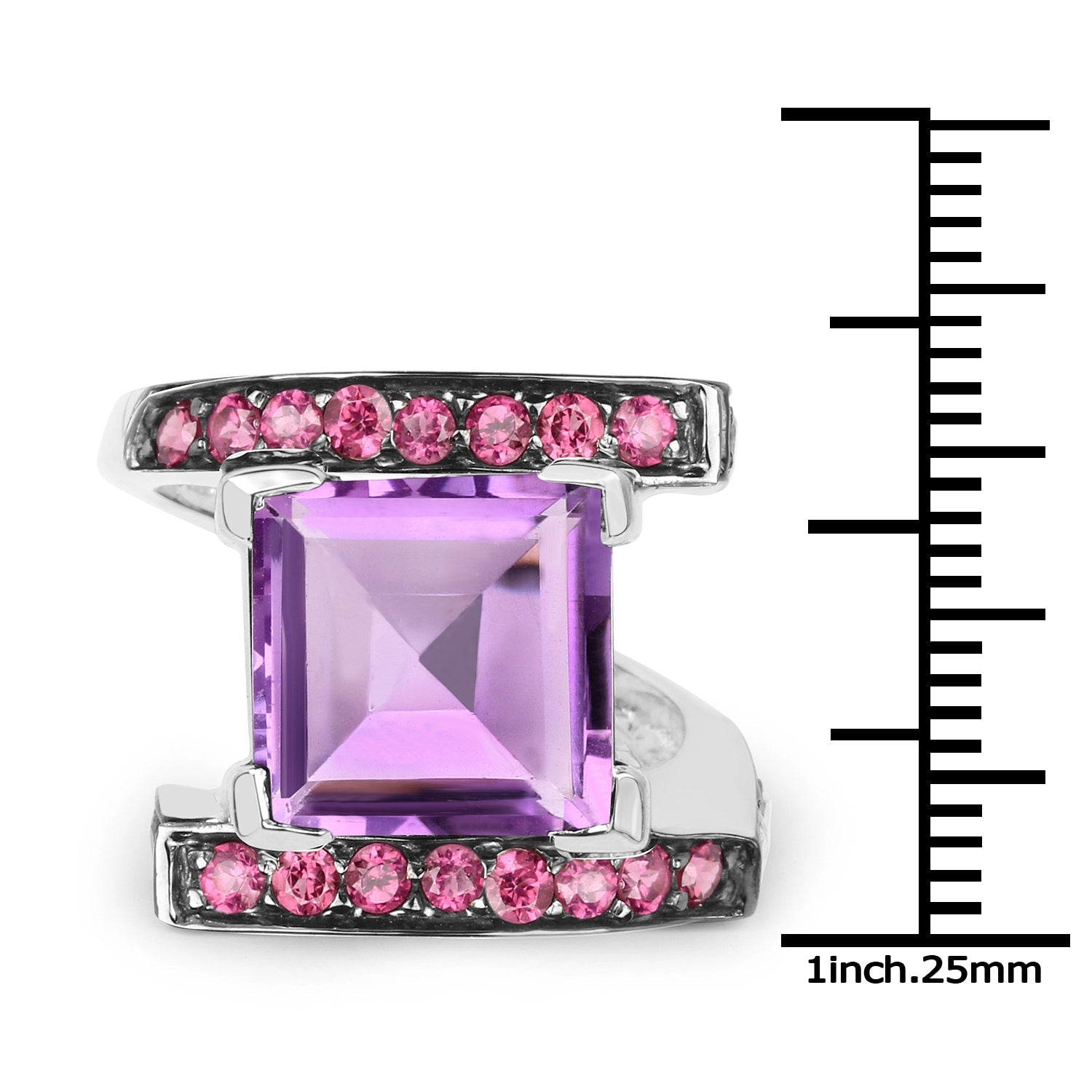 6.90 Carat Genuine Amethyst and Rhodolite .925 Sterling Silver Ring by Bids.com
