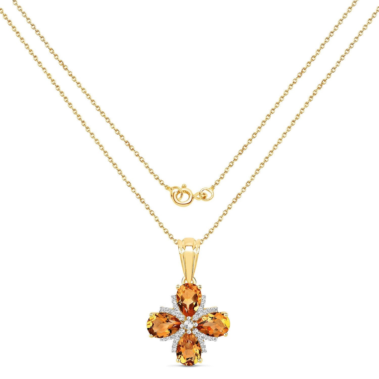 2.46 Carat Genuine Madeira Citrine and White Topaz .925 Sterling Silver Pendant  DestGlow
