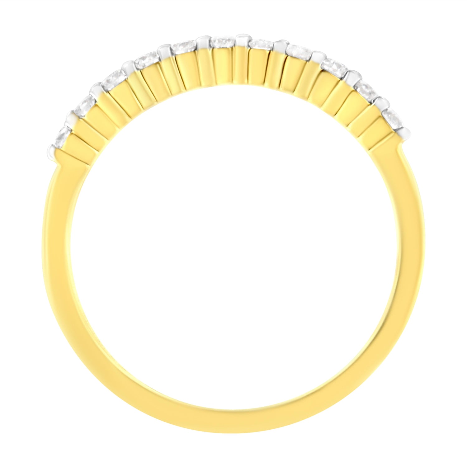 IGI Certified 1/4 Cttw Diamond 10K Yellow Gold Prong Set Fluted Band Style Ring (I-J Color, I2-I3 Clarity) - Size 7 by Bids.com