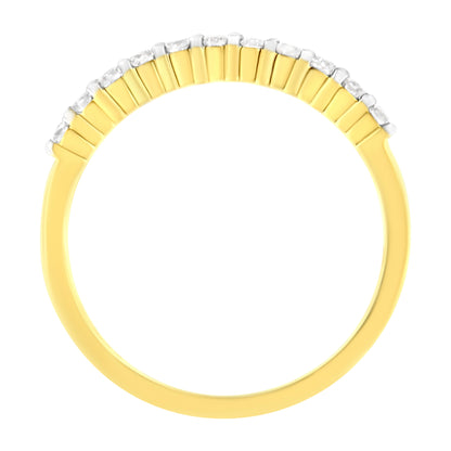 IGI Certified 1/4 Cttw Diamond 10K Yellow Gold Prong Set Fluted Band Style Ring (I-J Color, I2-I3 Clarity) - Size 7 by Bids.com