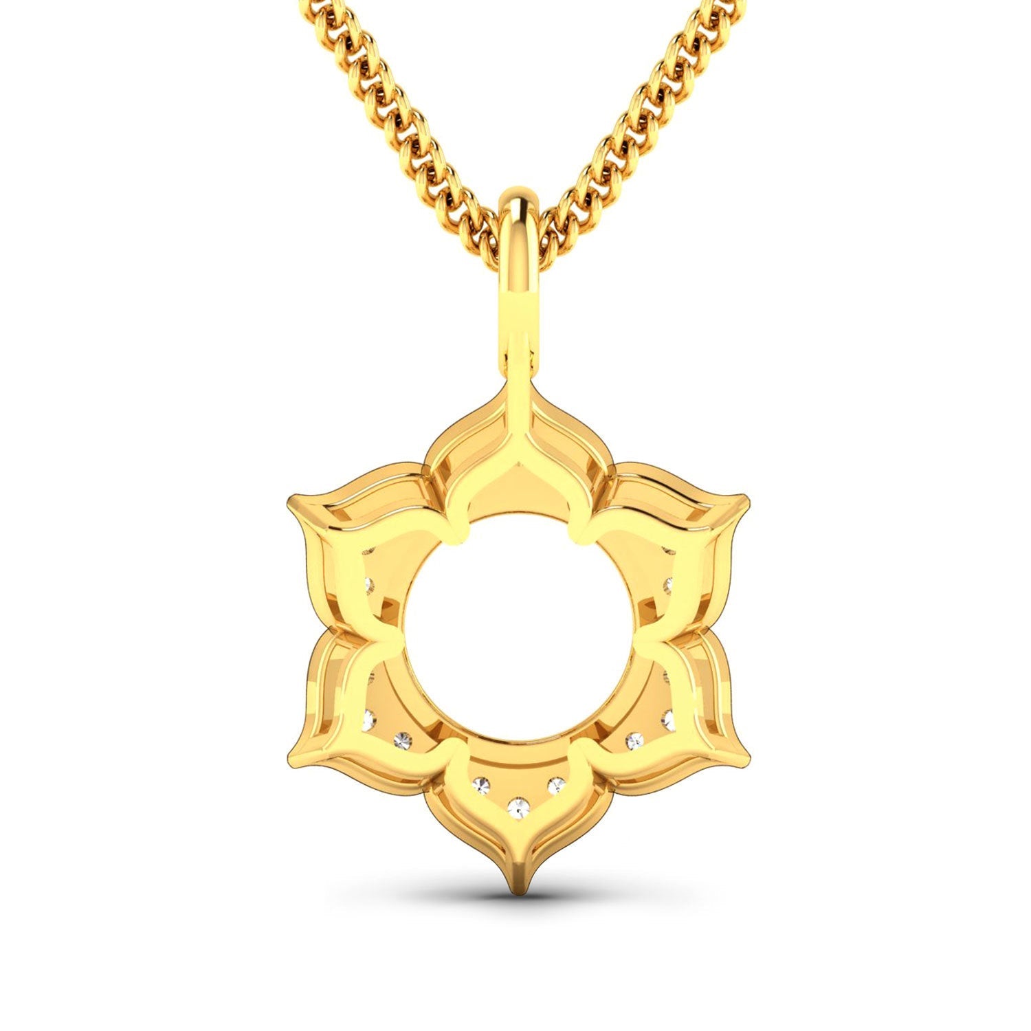 0.14 Carat Genuine White Diamond 14K Yellow Gold Semi Mount Pendant - holds 8.00mm Round Gemstone by Bids.com