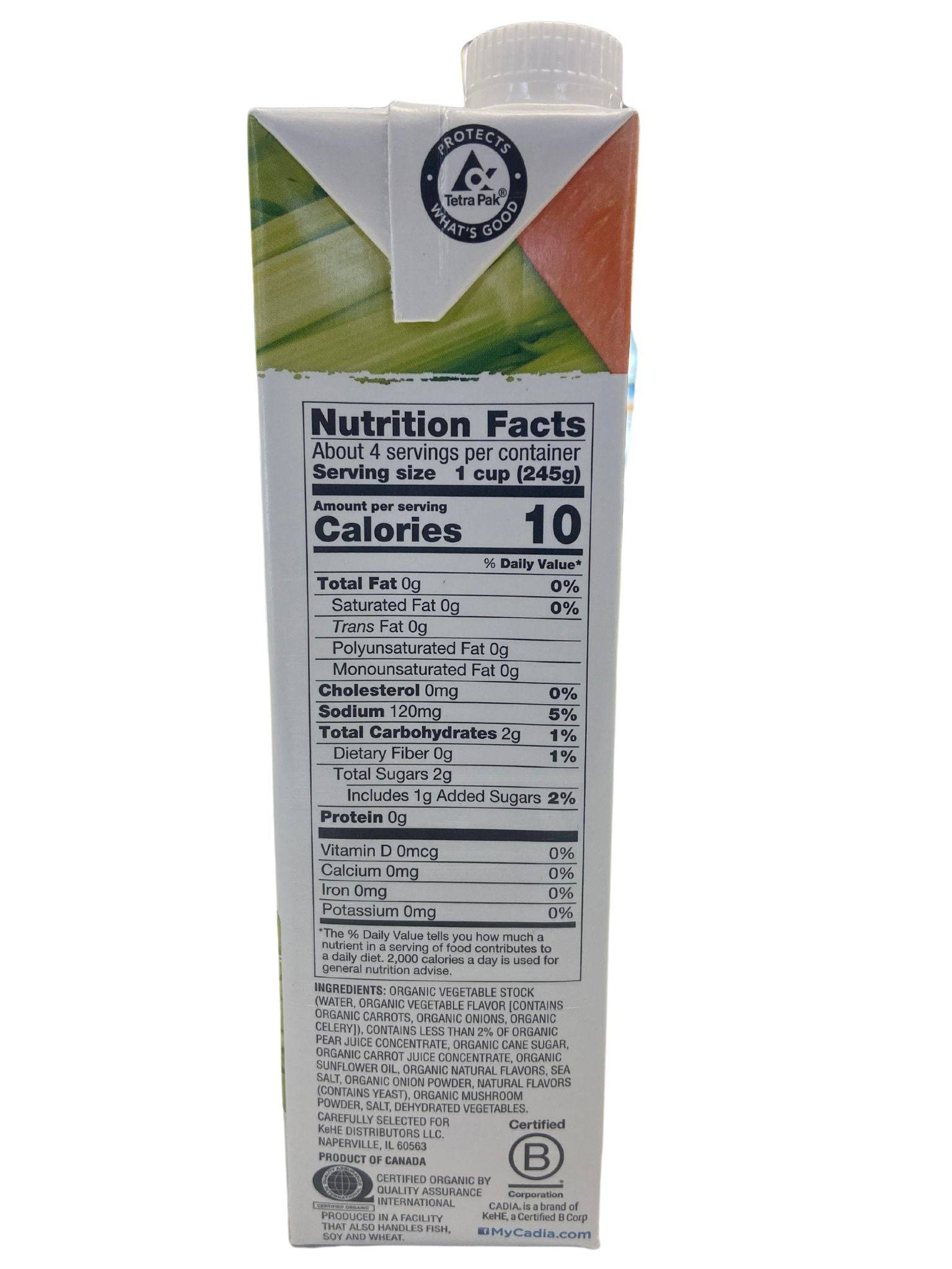 Vegetable Broth, Organic, Low Sodium, Cadia by Country Life Natural Foods