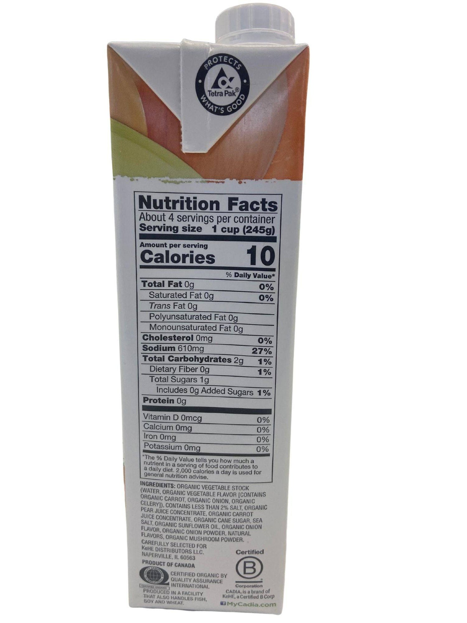Vegetable Broth, Organic, Cadia by Country Life Natural Foods
