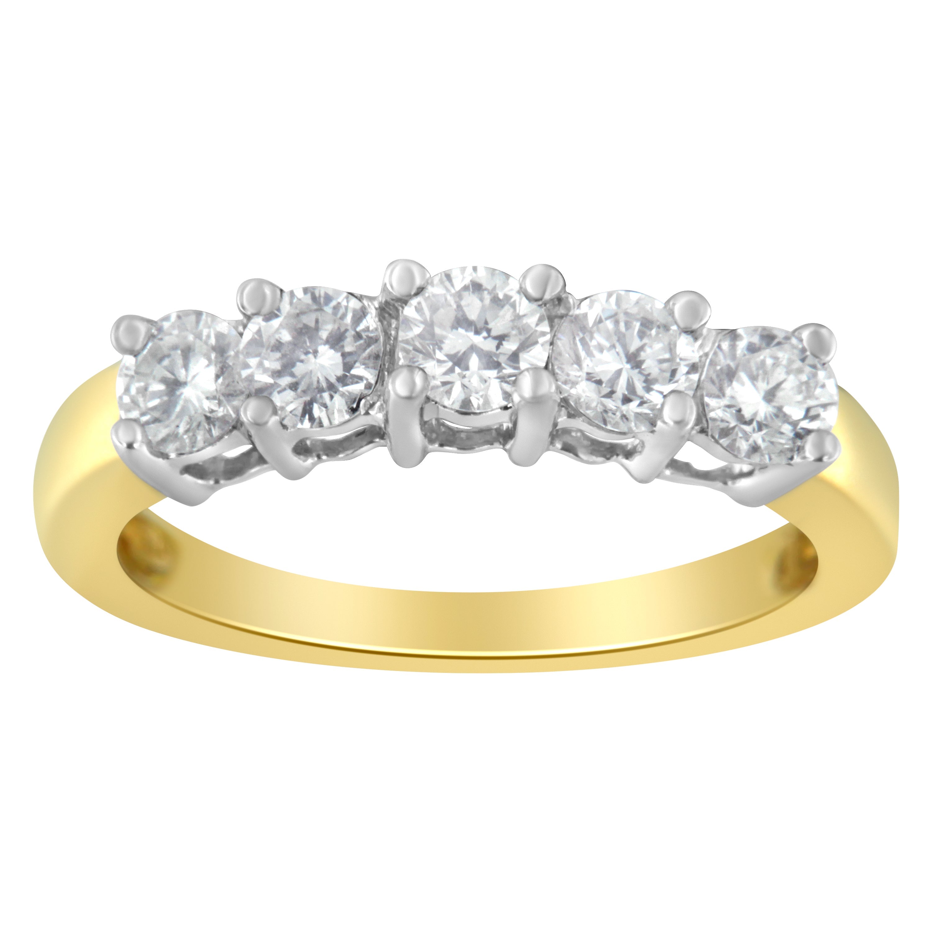 14KT Two Toned Gold 5 Stone Diamond Ring (1 cttw, H-I Color, SI1-SI2 Clarity) by Bids.com
