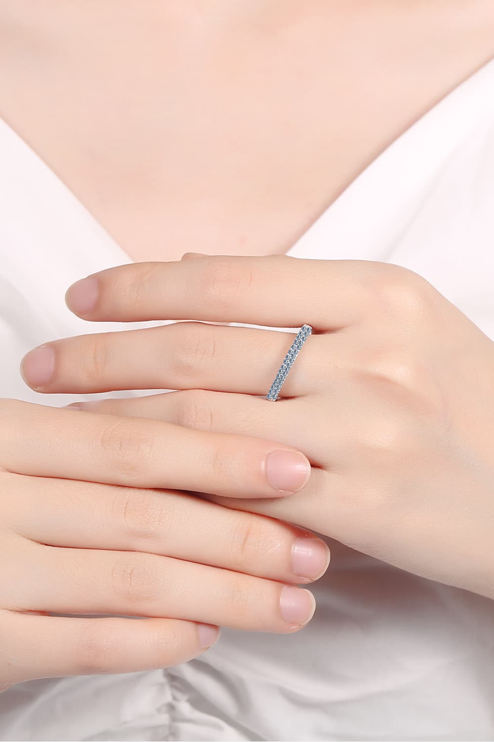 Sparkala™ Half-Eternity Ring (Rhodium Over Pure Sterling Silver) by Sparkala