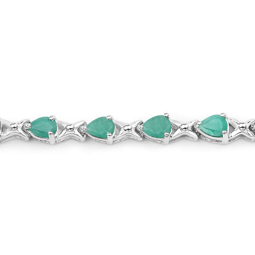 3.08 Carat Genuine Emerald .925 Sterling Silver Bracelet  DestGlow